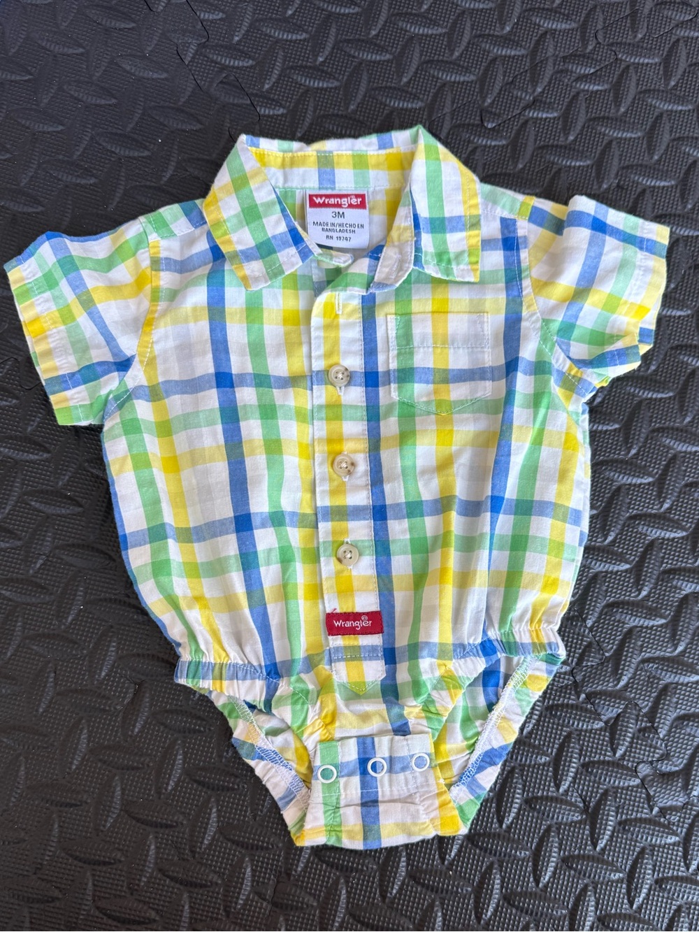 Wrangler Plaid Baby Button-Up Shirt - Yellow Blue Green White